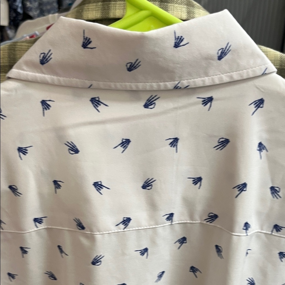 DIXXON “Brolingual”White Shirt with Blue Accents - Picture 6 of 6